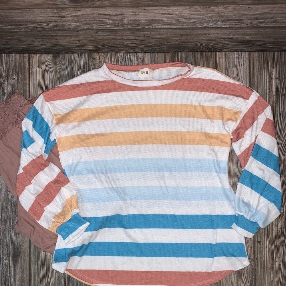 Striped balloon sleeve shirt - Picture 2 of 5